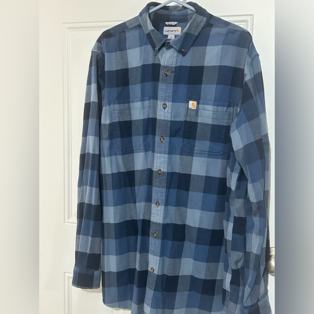 Carhartt Blue Plaid Button-Down Shirt